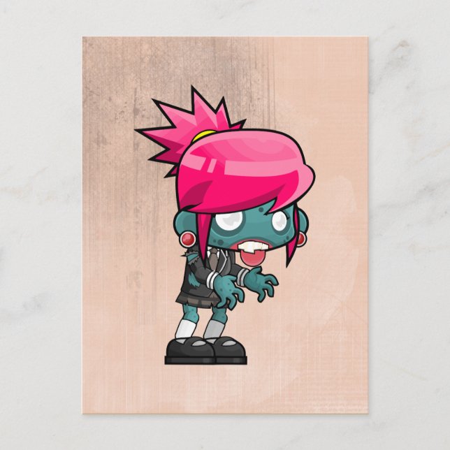 Cute Zombie Girl Illustration Postcard (Front)