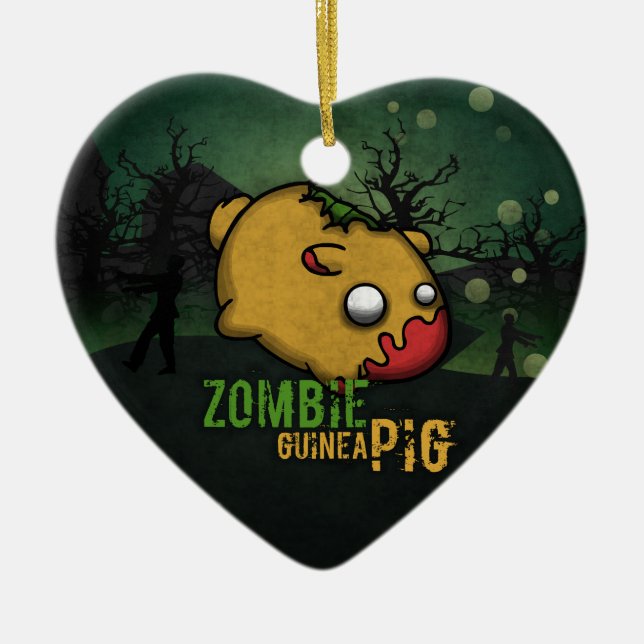 Cute Zombie Guinea Pig Ceramic Ornament (Front)