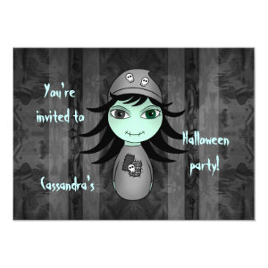 Cute zombie Halloween kids party Card