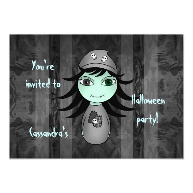 Cute Zombie Halloween Kids Party Invitation
