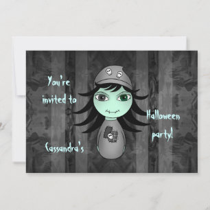 Cute zombie Halloween kids party Invitation