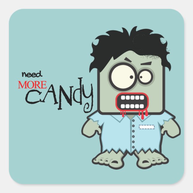 Cute Zombie Halloween Square Sticker (Front)
