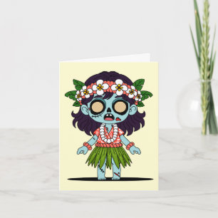 Cute Zombie Hawaiian Girl Note Card