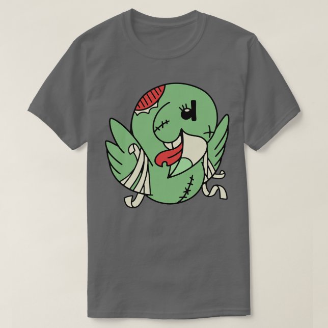 Cute Zombie Parrot Funny Halloween Animals T-Shirt (Design Front)