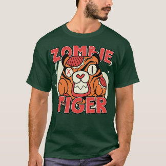 Cute Zombie Tiger Funny Halloween Zombie Animals T-Shirt