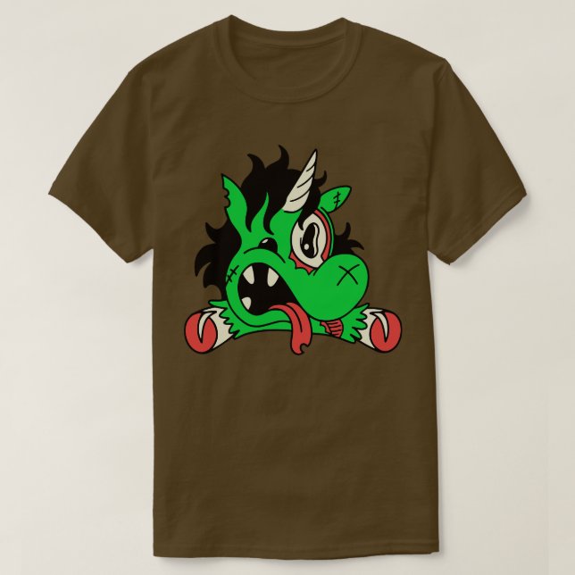 Cute Zombie Unicorn Funny Halloween Animals T-Shirt (Design Front)
