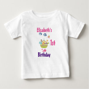 Cute Zoo Animal Ark First Birthday Baby T-Shirt