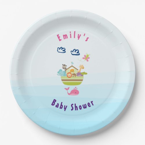 Cute Zoo Animal Ark with a Butterfly and Whale Paper Plates
