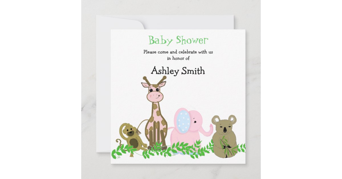Cute Zoo Animal Baby Shower Invitation Zazzle