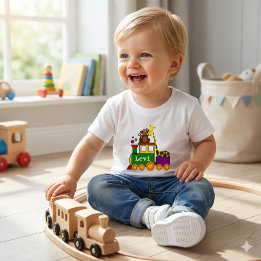 Cute Zoo Animals and Toy Train Baby T-shirt