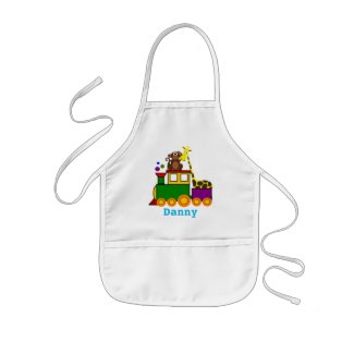 Cute Zoo Animals and Toy Train  Kids' Apron