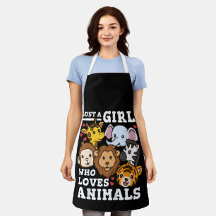 Cute Zoo Animals Elephant & Giraffe Illustration Apron