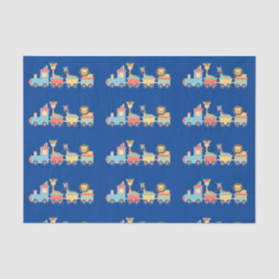 Cute Zoo Animals on Toy Train Lion Giraffe Zebra Tissue Paper