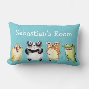 Cute Zoo Animals with Child's Name Lumbar Pillow