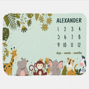 Cute Zoo Baby Milestones Blanket