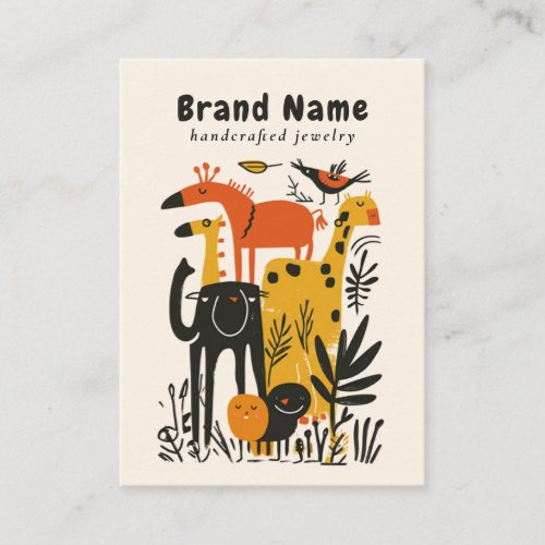 Cute Zoo Friends Illustration Earring Display Business Card