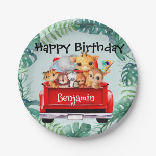 Cute Zoo jungle farm truck boy Birthday party Paper Plates