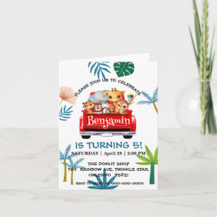 Cute Zoo jungle farm truck tractor boy Birthday  Invitation