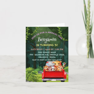 Cute Zoo jungle farm truck tractor boy Birthday  Invitation