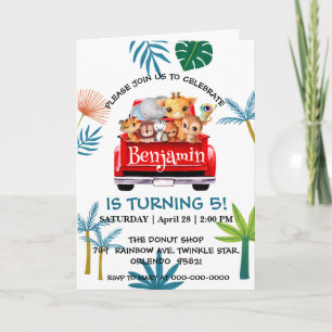 Cute Zoo jungle farm truck tractor boy Birthday Invitation