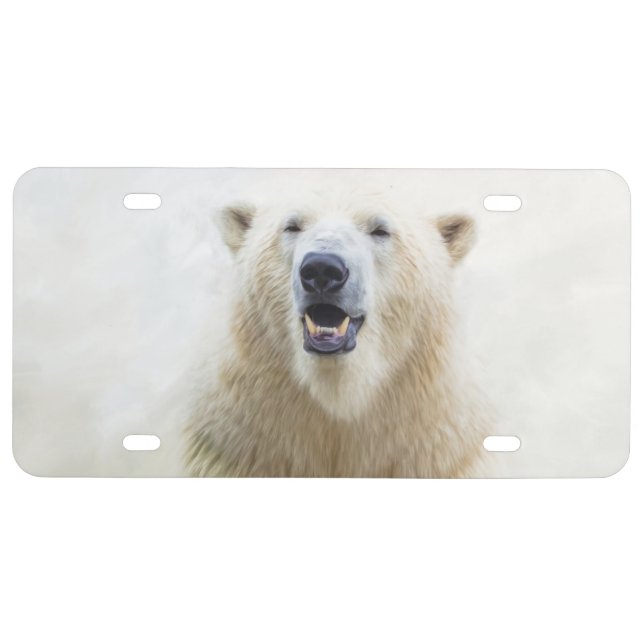 Cute  Zoo Polar Bear License Plate (Front)