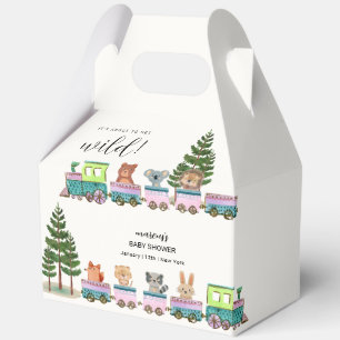 Cute Zoo Wild Safari Choo Choo Train Baby Shower Favor Boxes
