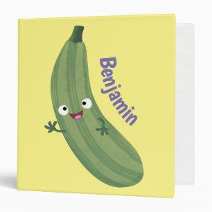 Cute zucchini happy cartoon illustration 3 ring binder
