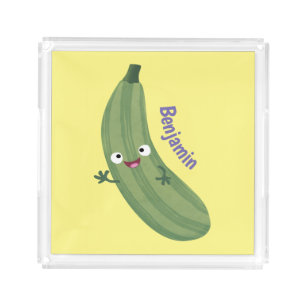 Cute zucchini happy cartoon illustration acrylic tray