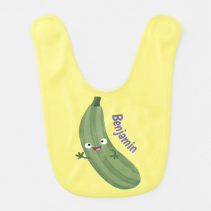 Cute zucchini happy cartoon illustration baby bib