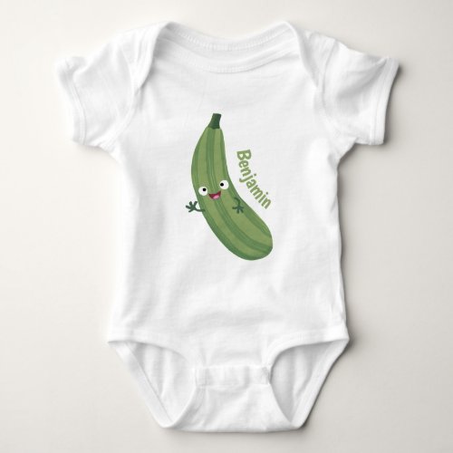 Cute zucchini happy cartoon illustration baby bodysuit