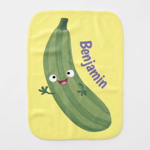 Cute zucchini happy cartoon illustration baby burp cloth