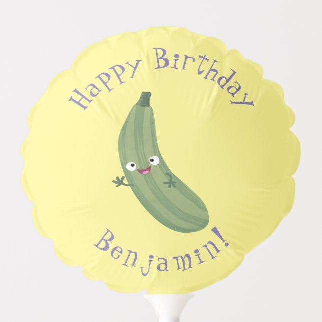 Cute zucchini happy cartoon illustration balloon (Front)