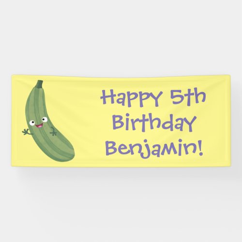 Cute zucchini happy cartoon illustration banner