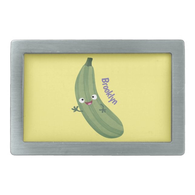 Cute zucchini happy cartoon illustration belt buckle (Front)