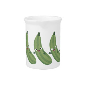 Cute zucchini happy cartoon illustration beverage pitcher