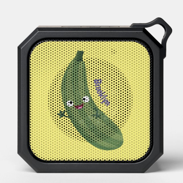Cute zucchini happy cartoon illustration bluetooth speaker (Front)