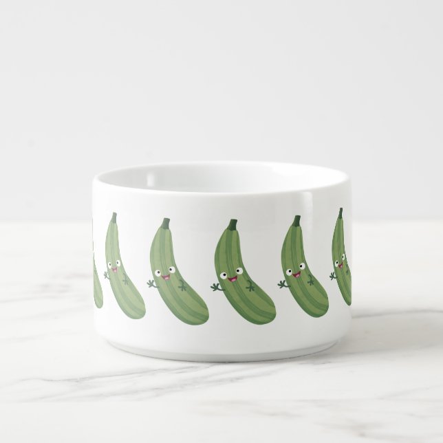 Cute zucchini happy cartoon illustration bowl (Center)