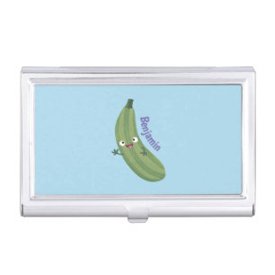 Cute zucchini happy cartoon illustration business card case