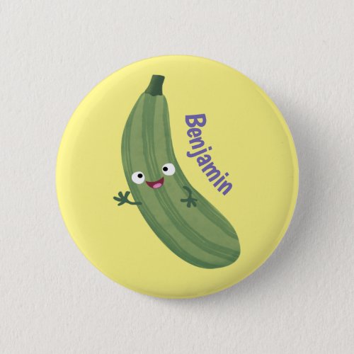 Cute zucchini happy cartoon illustration button
