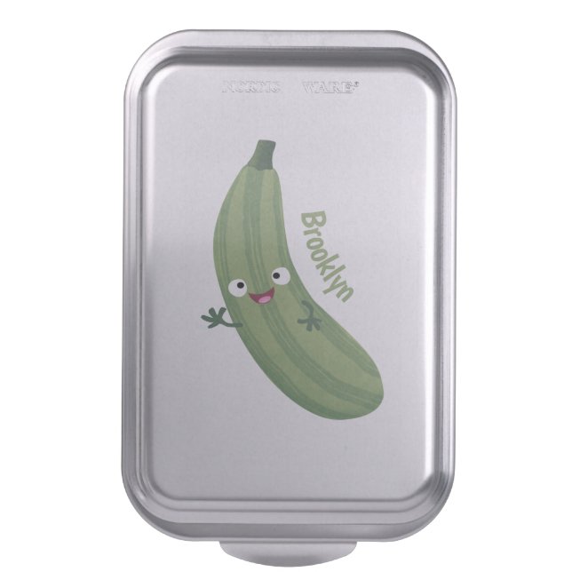 Cute zucchini happy cartoon illustration cake pan (Front Vertical)