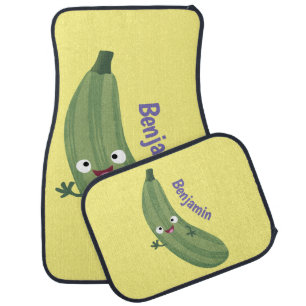 Cute zucchini happy cartoon illustration  car floor mat