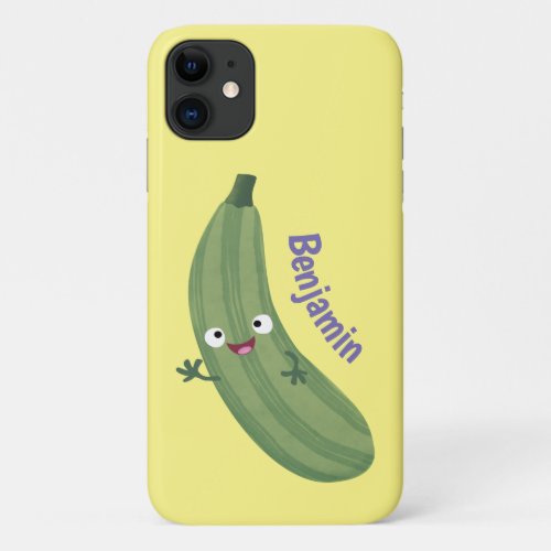 Cute zucchini happy cartoon illustration iPhone 11 case