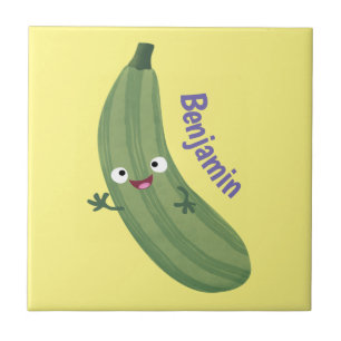 Cute zucchini happy cartoon illustration ceramic tile