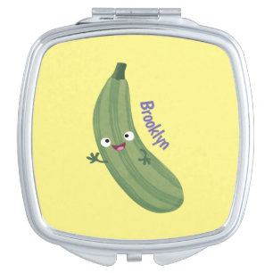 Cute zucchini happy cartoon illustration compact mirror