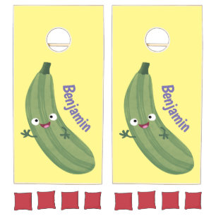 Cute zucchini happy cartoon illustration cornhole set