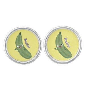 Cute zucchini happy cartoon illustration cufflinks