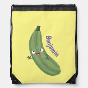 Cute zucchini happy cartoon illustration drawstring bag