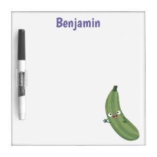 Cute zucchini happy cartoon illustration dry erase board