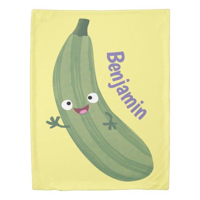 Cute zucchini happy cartoon illustration duvet cover (Front)