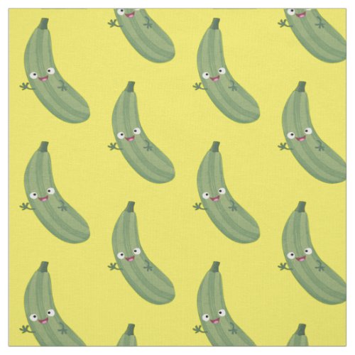 Cute zucchini happy cartoon illustration fabric